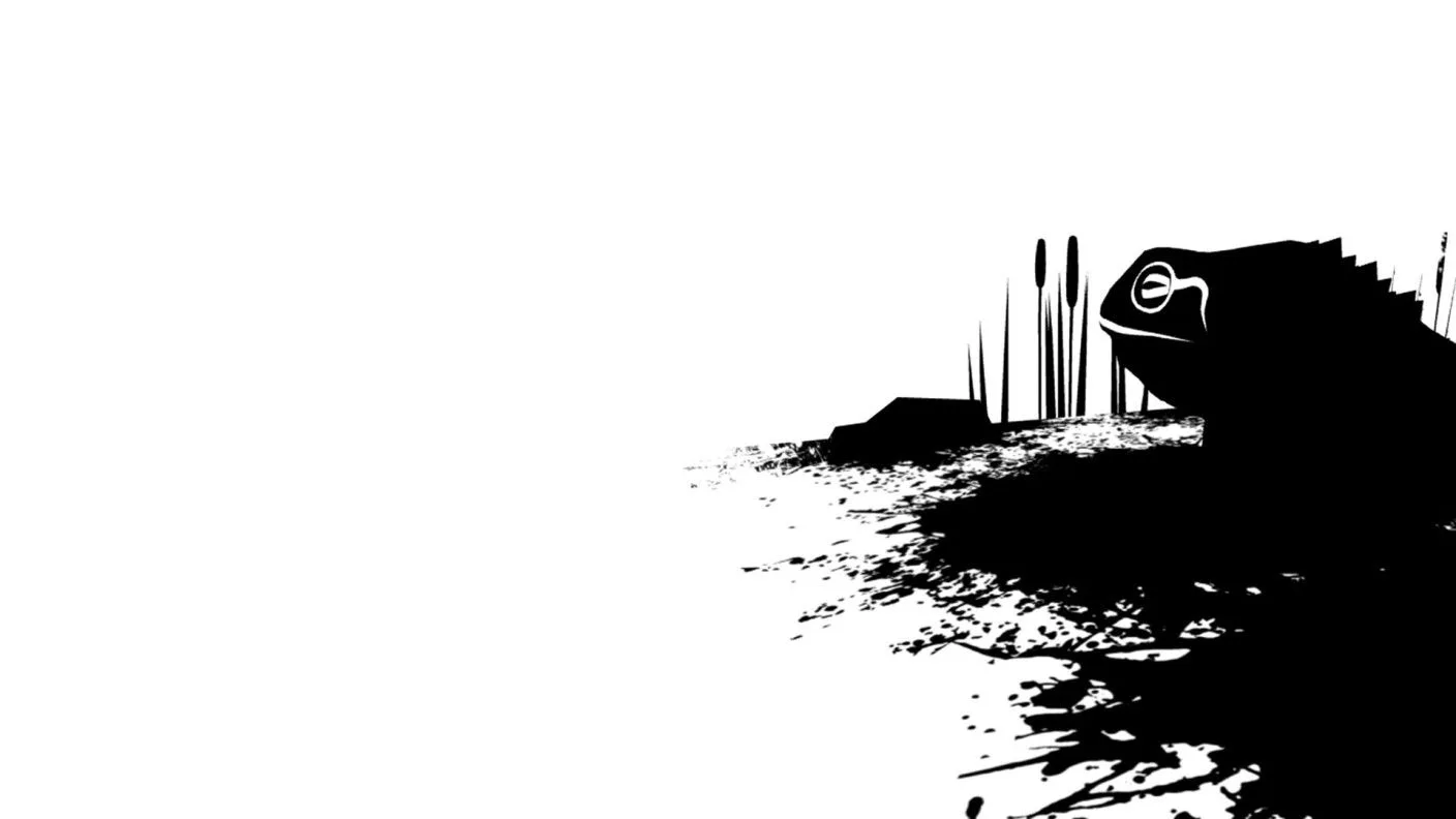 Paisagem em preto e branco de The Unfinished Swan.