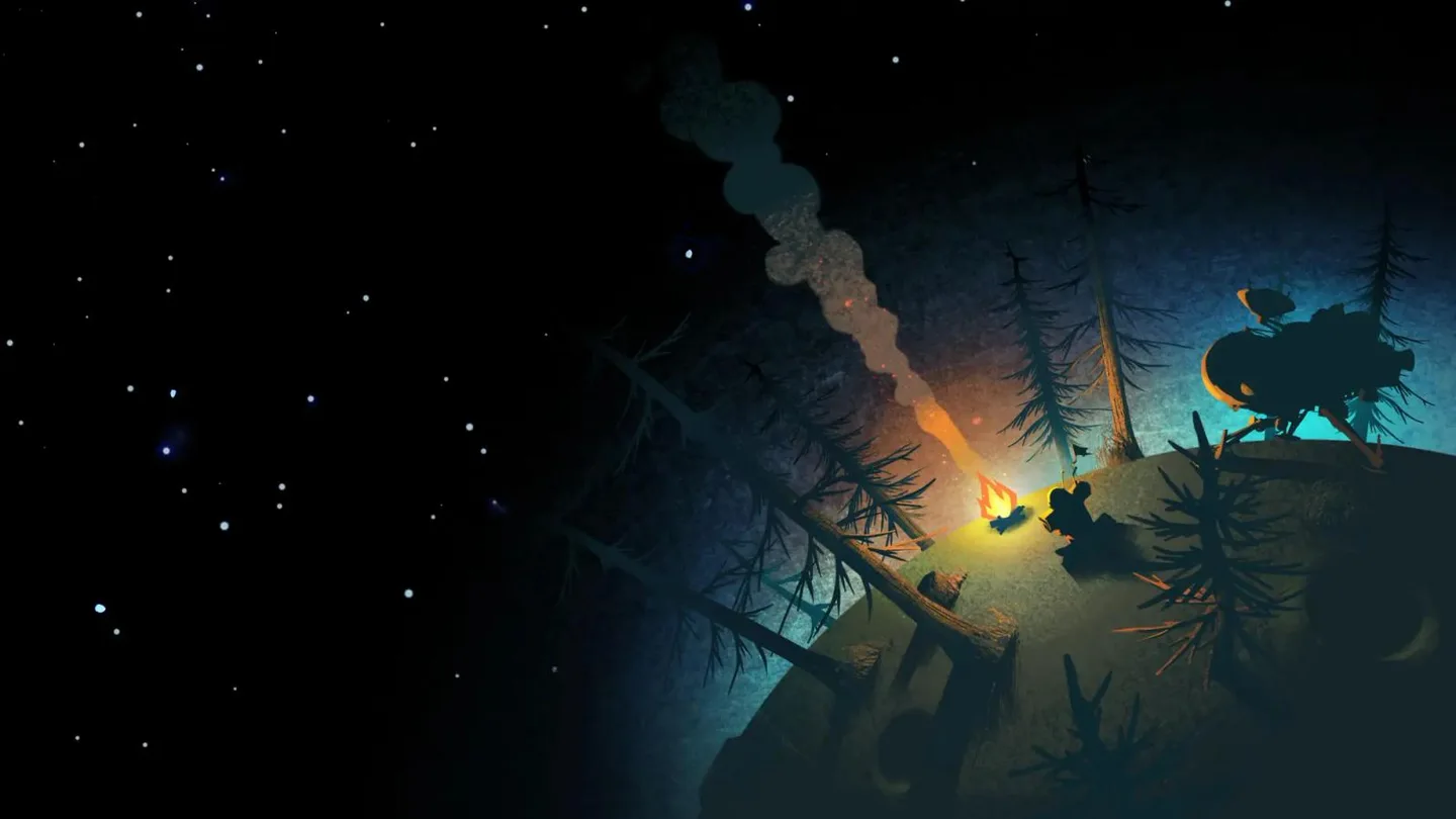 Paisagem espacial de Outer Wilds.
