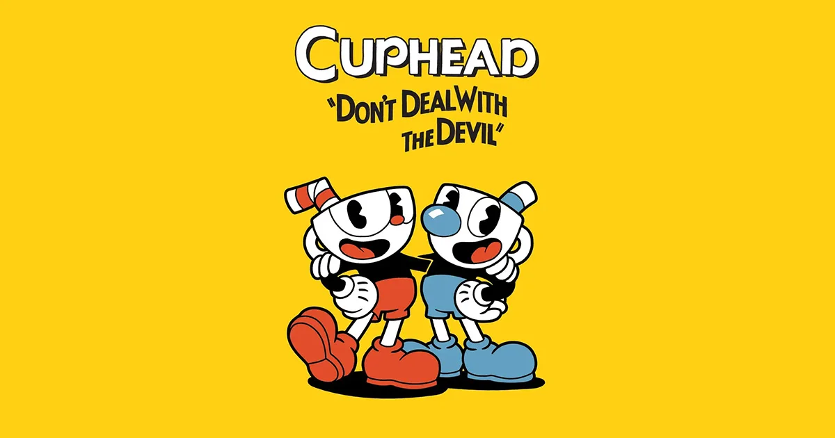 Cuphead e Mugman na arte do jogo Cuphead.