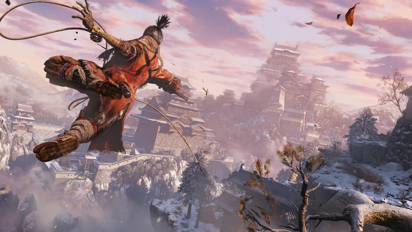 Lobo em cenário de Sekiro: Shadows Die Twice.